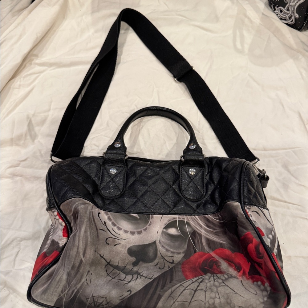 Liquor Brand Dia de los Muertos purse with Adjustable Strap